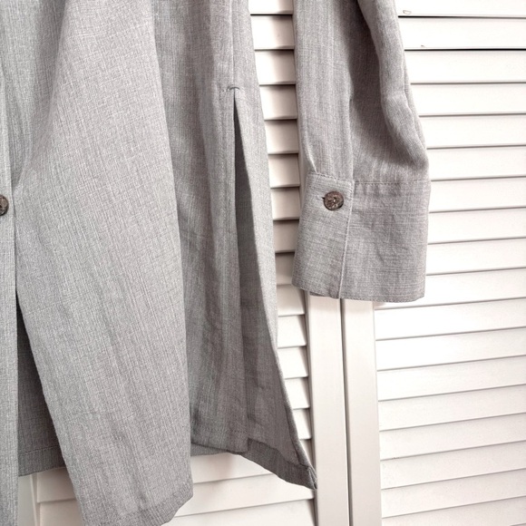 Fridaze Linen Button Up Long Sleeve Tunic Shirt Top Gray Lagenlook Size Small - Picture 7 of 7